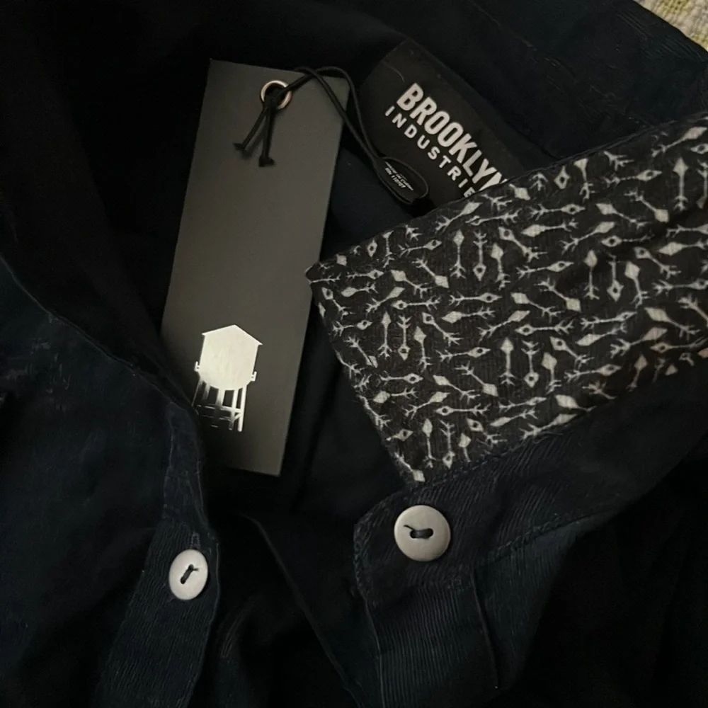 NWT Brooklyn Industries Navy Cedar Shirtdress Outer-space 100% Cotton Size Large - Picture 9 of 15